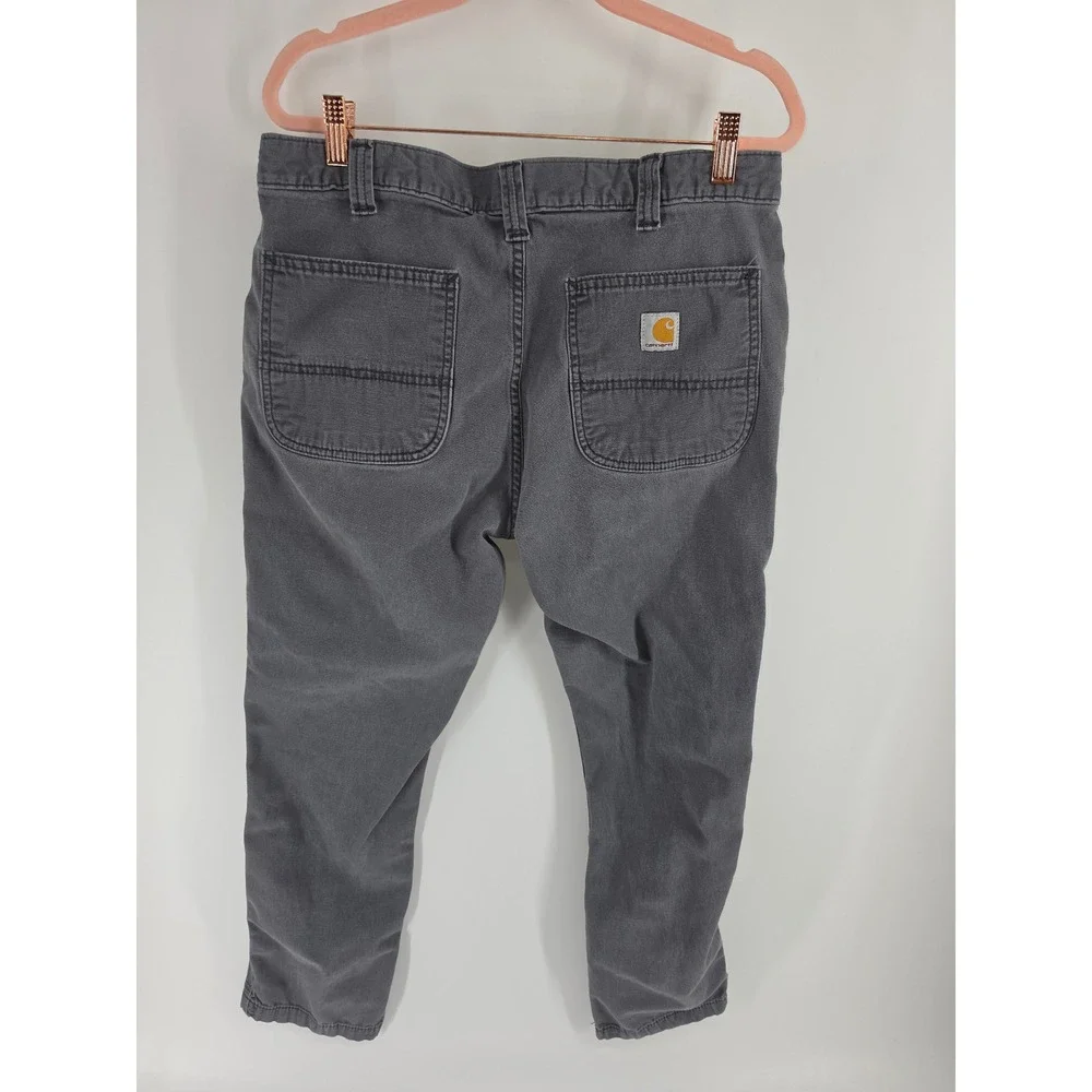Carhartt Mens Straight Fit Gray Canvas Work Pants 34x30 Utility Trousers